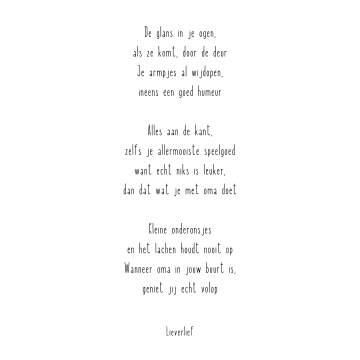 De glans in je ogen oma